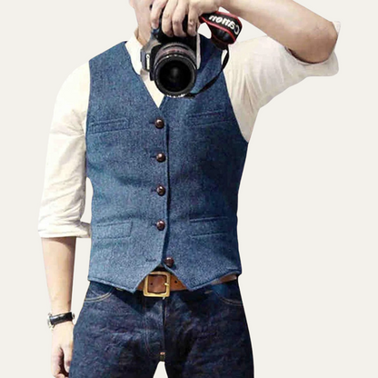 St Andrews Men's Vintage Button Up Vest
