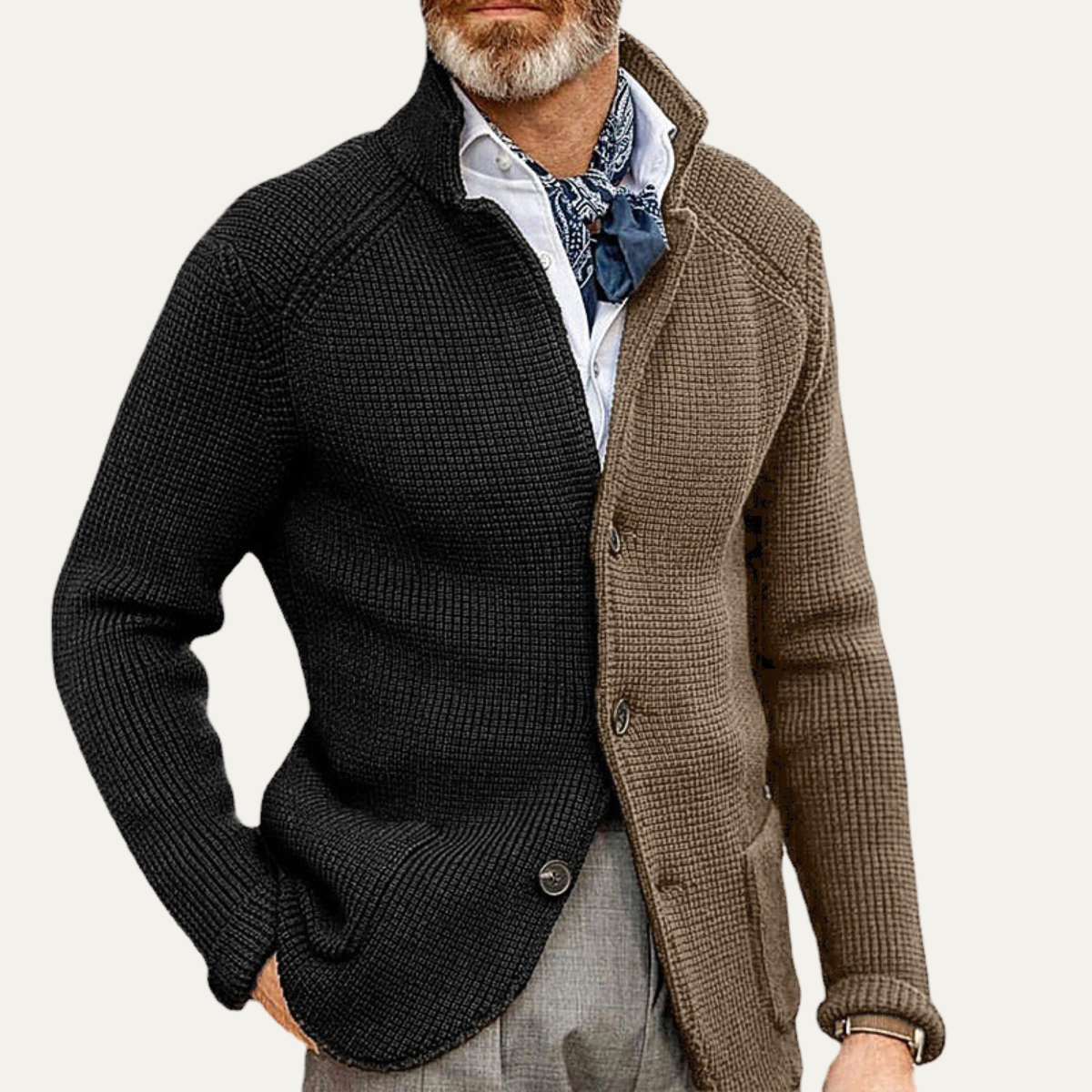 Cambridge Men's Knit Cardigan Contrast Colour