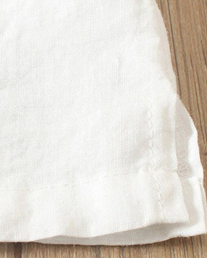 Women's Linen Crew Neck Short Sleeve