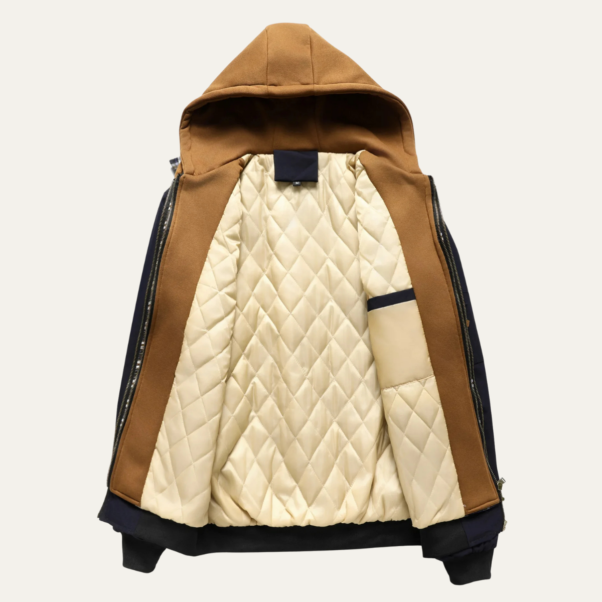 Lecco Men's Hooded Bomber Jacket Multi Layer