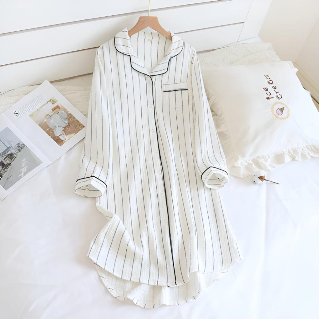 Women's Cotton Nightgown Striped Lightweight