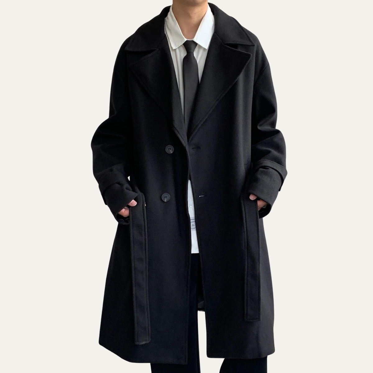 Men's Wool Wrap Coat Camel Color With Belt