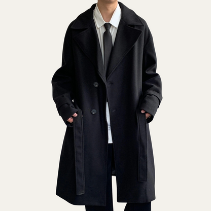 Men's Wool Wrap Coat Camel Color With Belt