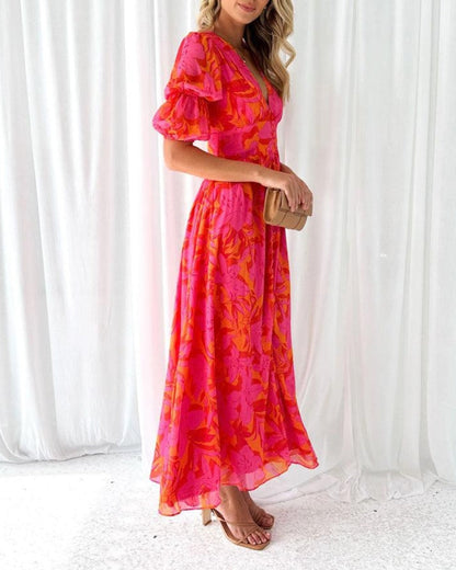 Women's Red Pink Maxi Dress