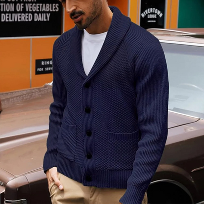 Men's Shawl Collar Cardigan Button Up Sweater