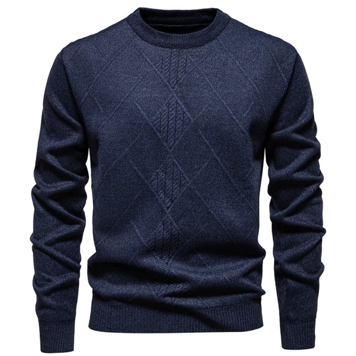 Men's Diamond Pattern Crew Neck Knit Sweater