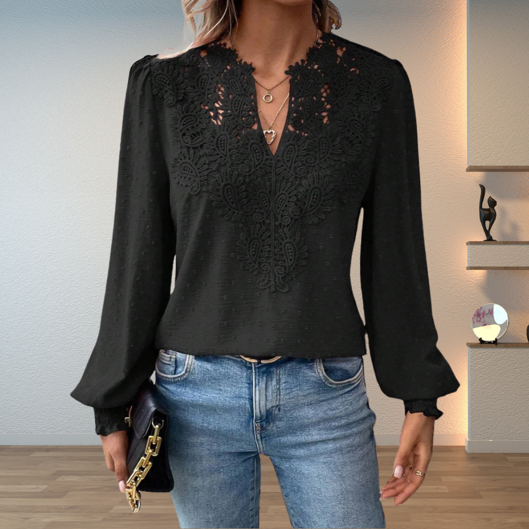 Women's Lace Blouse Guipure Panel