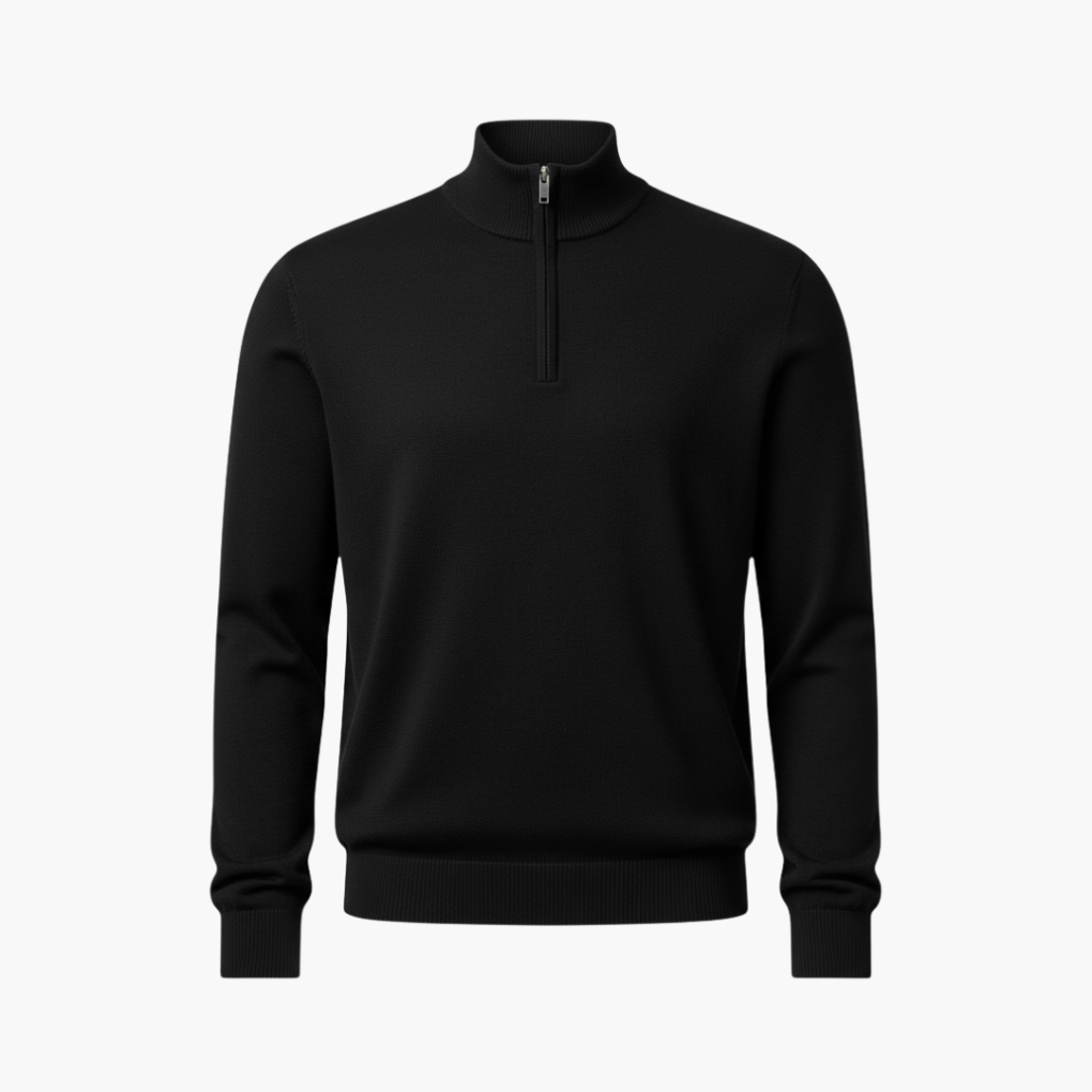 Men's Quarter Zip Pullover Ribbed Hem - Vonnera