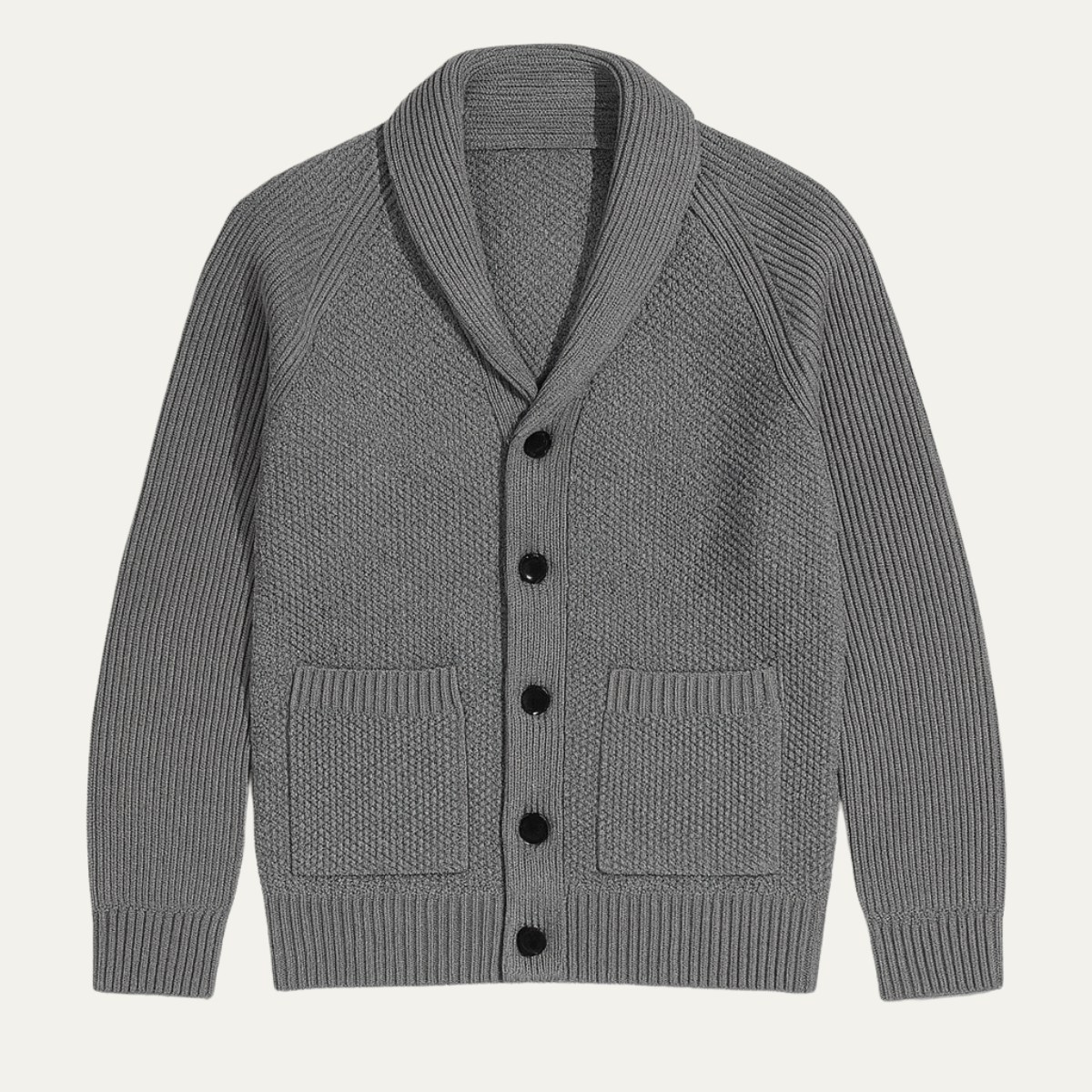 Men's Shawl Collar Cardigan Knit With Front Pockets - Vonnera