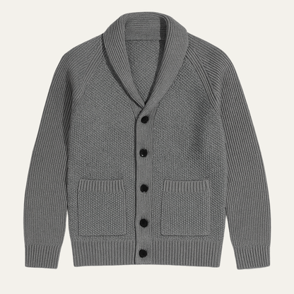 Men's Shawl Collar Cardigan Knit With Front Pockets - Vonnera