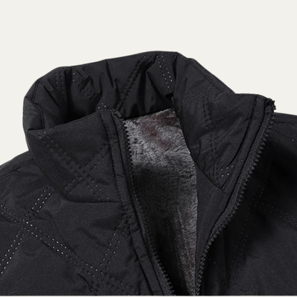 Men's Quilted Jacket Windproof Thermal Padded Coat Fleece Lining