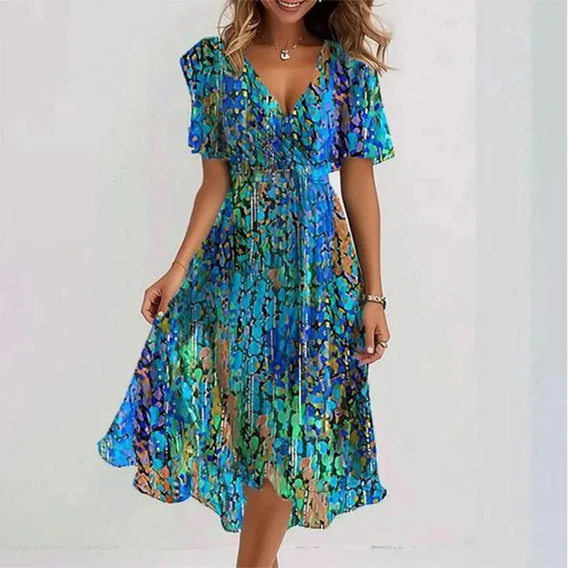 Women's Floral Knee Length Summer Dress - Vonnera