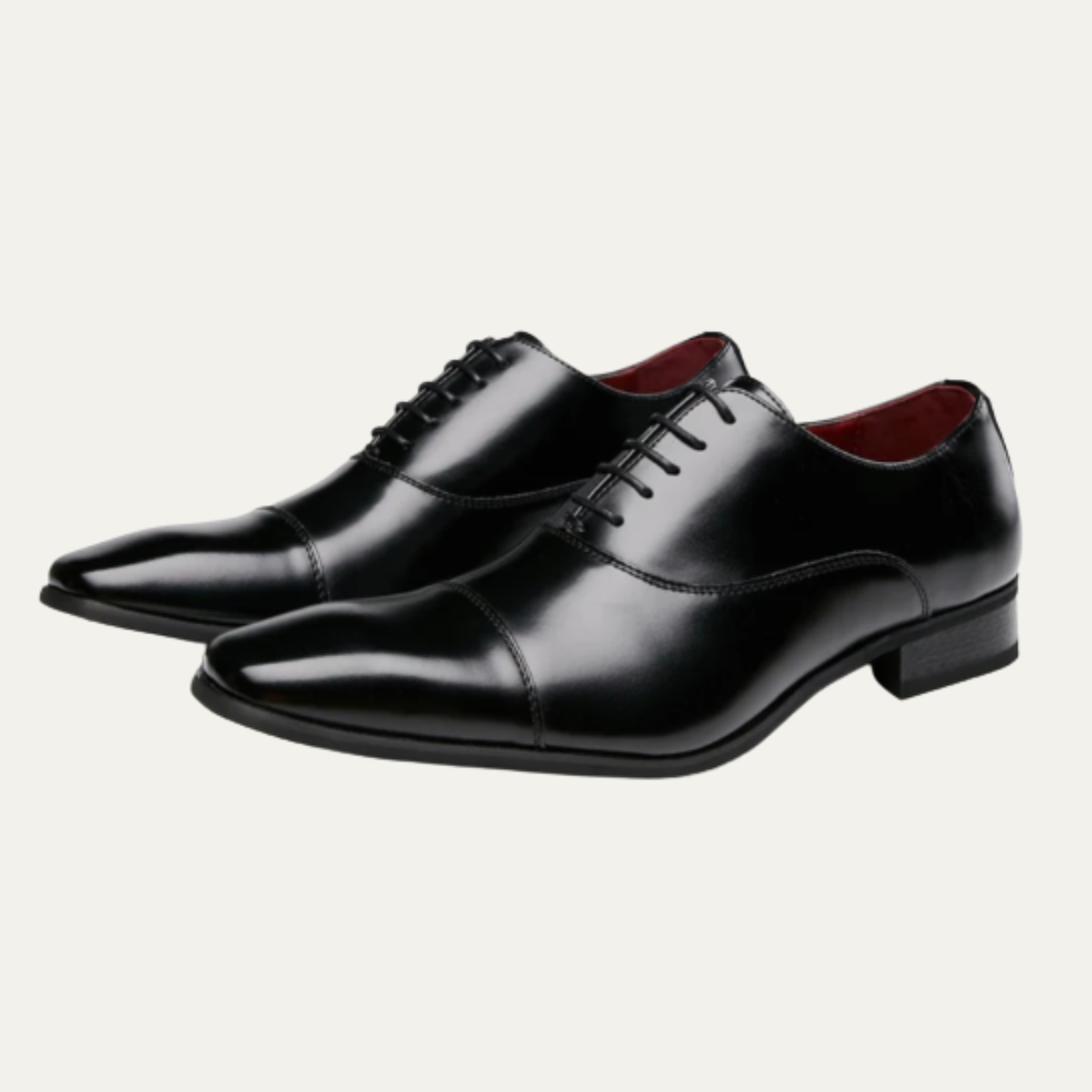 Men's Leather Dress Shoes Polished Lace Up Black
