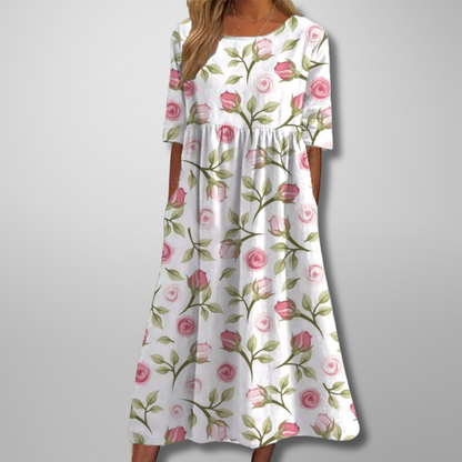 Women's Loose Fit Short Sleeve Midi Dress
