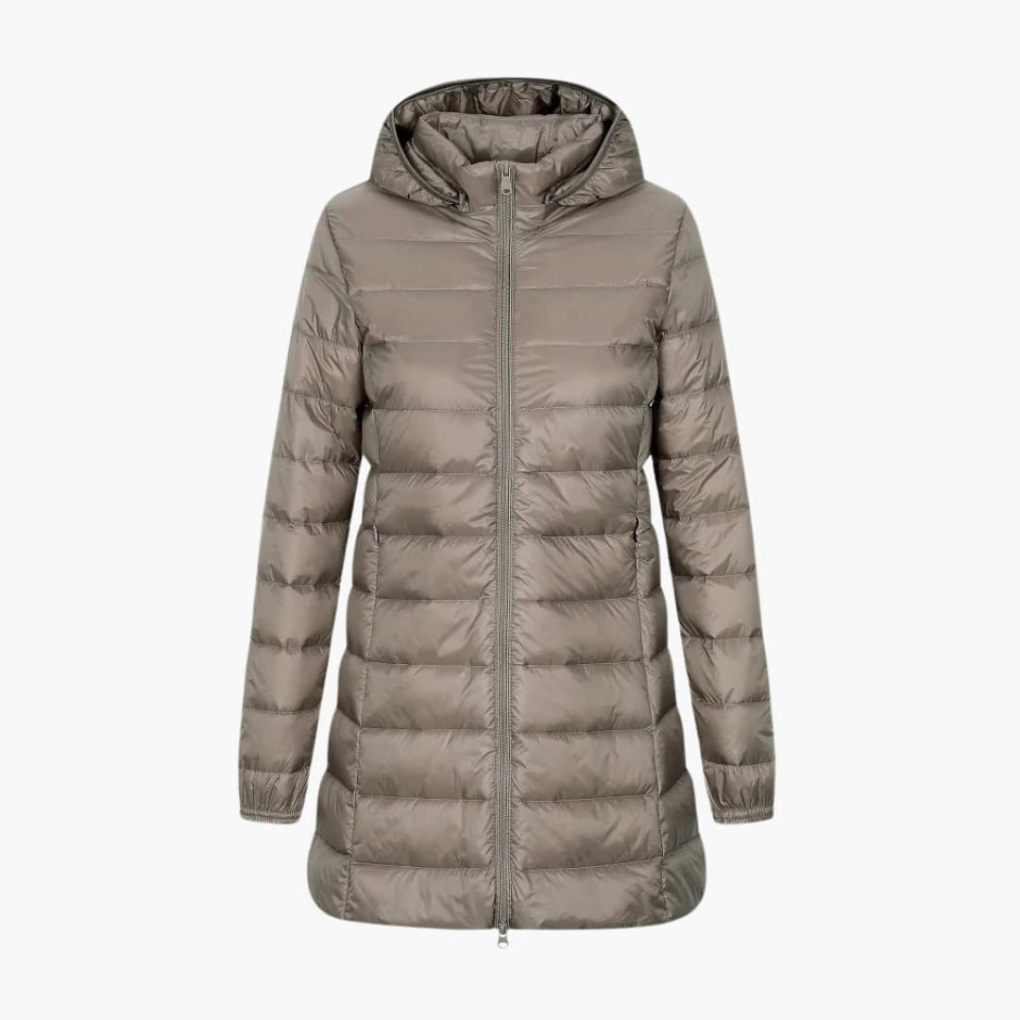 Women's Down Parka Jacket Hooded Long Black