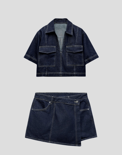Women's Denim Two-Piece Set Skirt