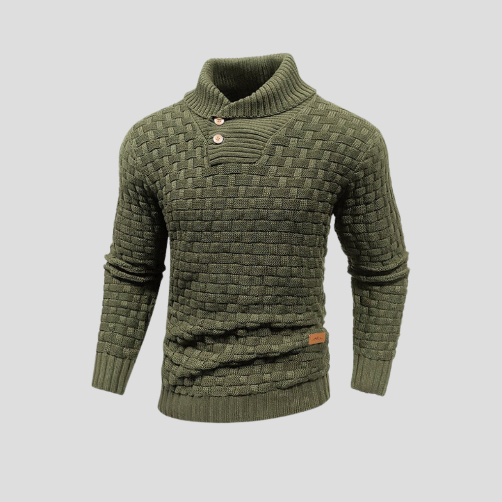 Men's Button Up Half Collar Sweater
