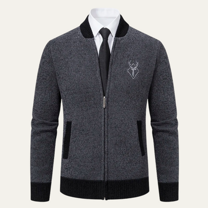 Men's Embroidered Knit Zip Sweater