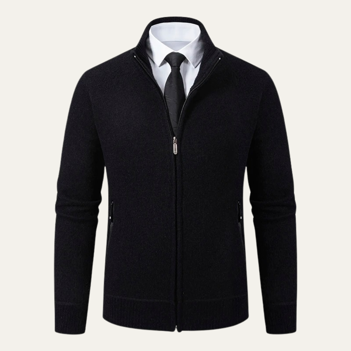 Men's Knit Zip Cardigan With Pockets - Vonnera
