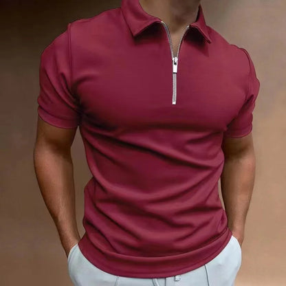 Men's Zip Collar Polo Shirt Comfortable Casual