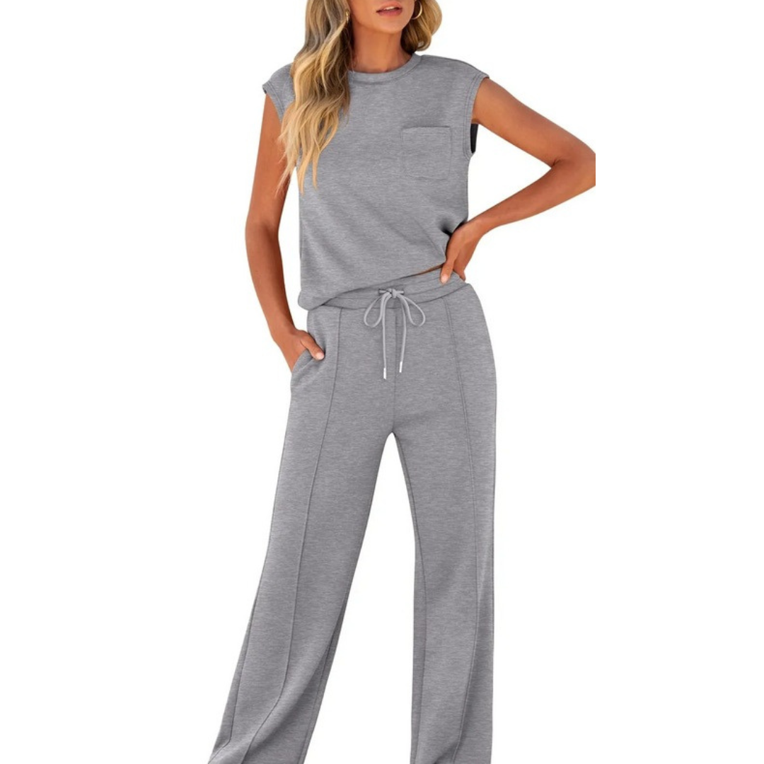 Women's Sleeveless Lounge Set Drawstring
