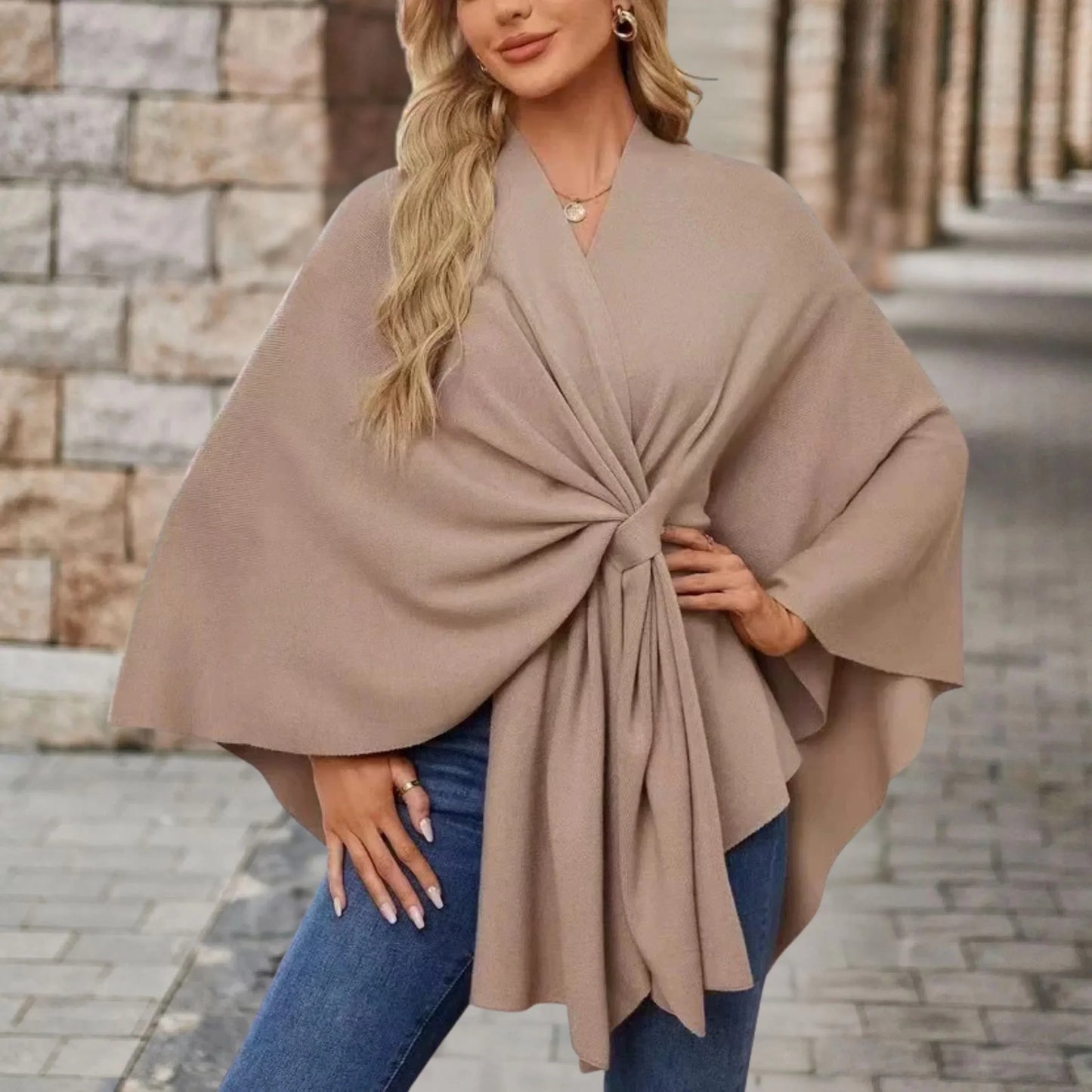 Elegant Women's Draped Poncho