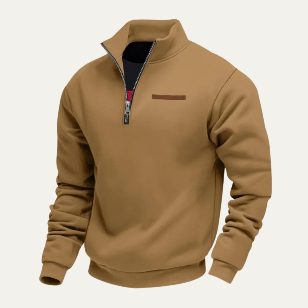Men's Warm Half Zip Sweater Wool Blend Silver