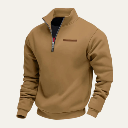 Men's Warm Half Zip Sweater Wool Blend Silver