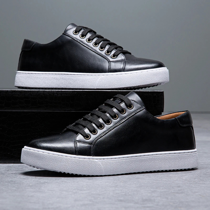 Mens Classic Low Lace Up Shoes Leather Casual Brown