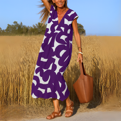 Evangeline | Women's V Neck Flowy Draped Dress Evening