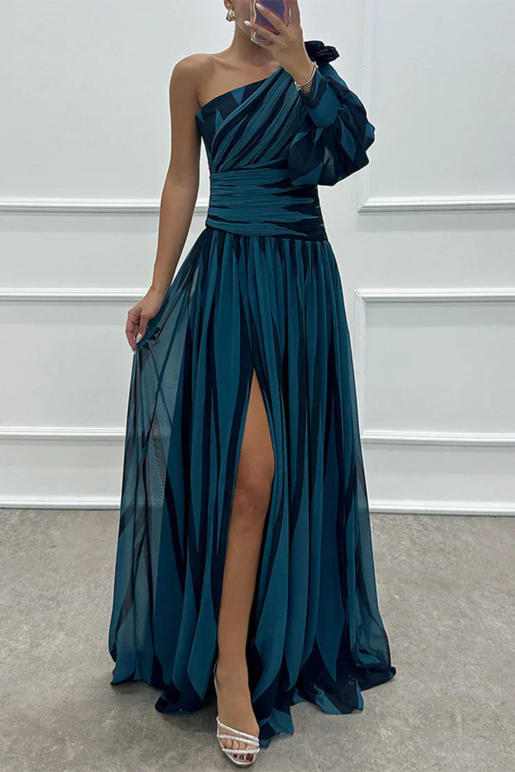 Women's Asymmetrical Maxi Dress Single Sleeve