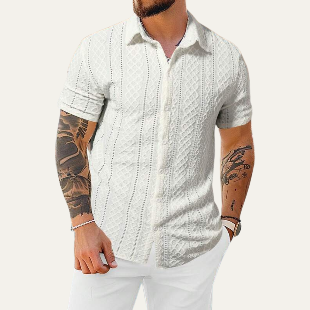 Men's Textured Button Up Shirt