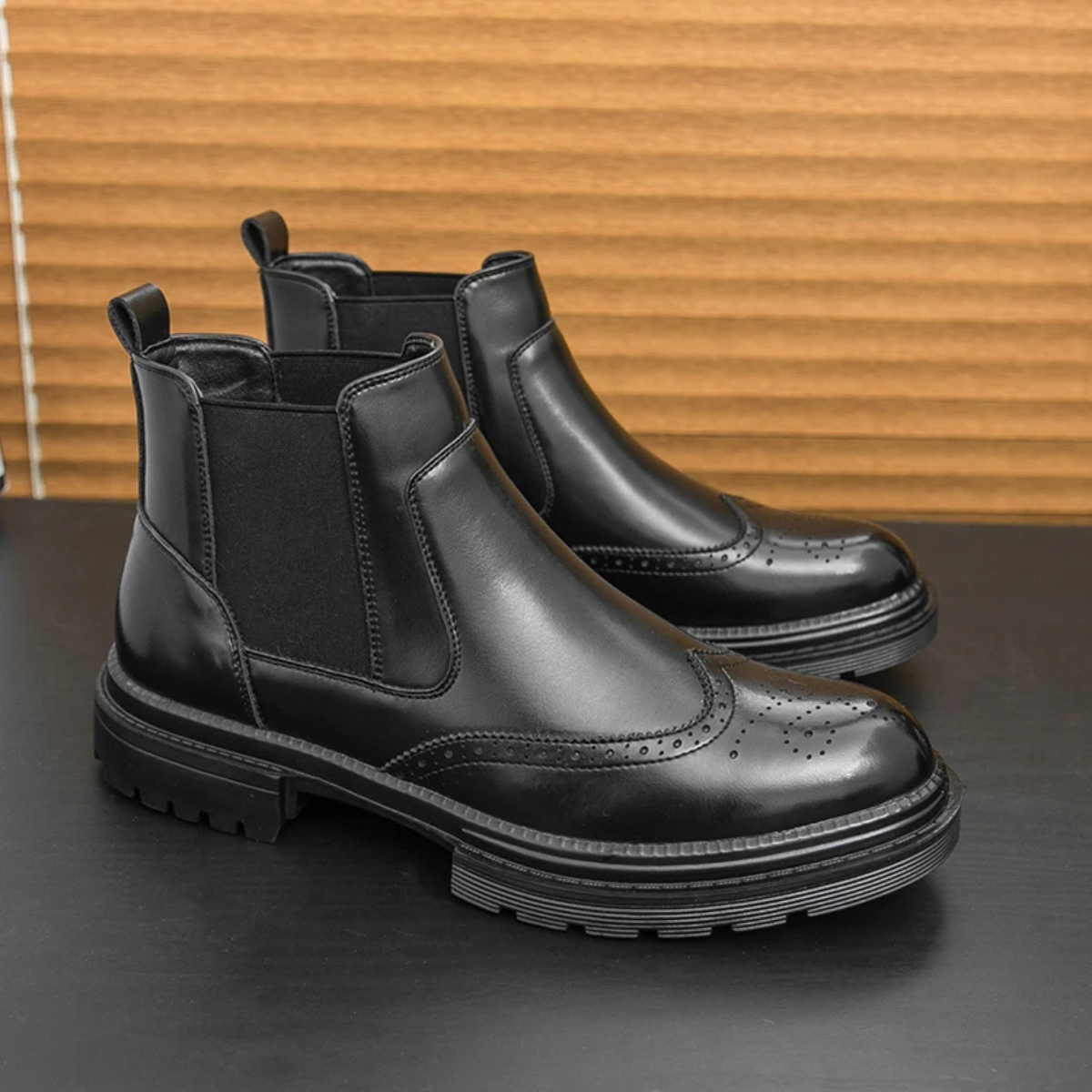 Men's Retro Chelsea Boots Leather Anti-Slip Brown - Vonnera