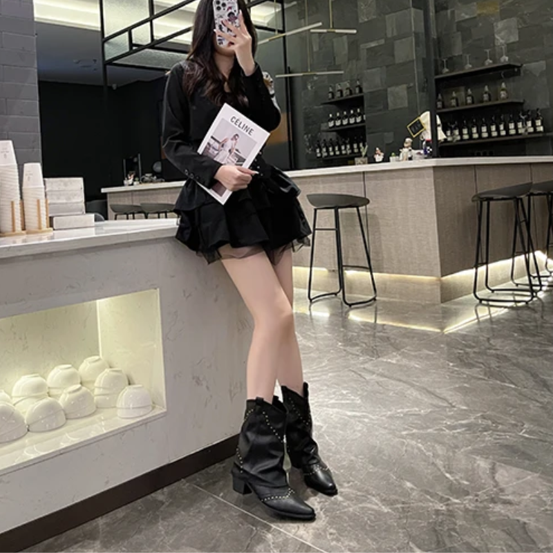 Women's Studded Slouchy Ankle Boots