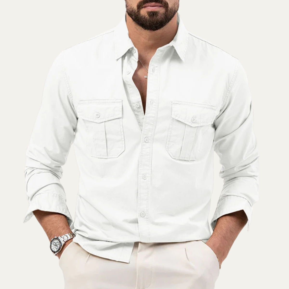 Men's Retro Button Up Shirt Solid