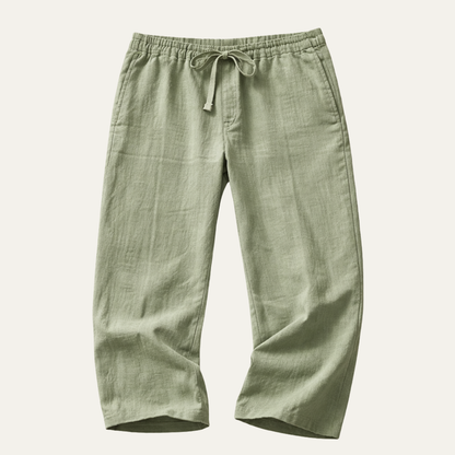 Men's Linen Tapered Pants Breathable Beige - Vonnera