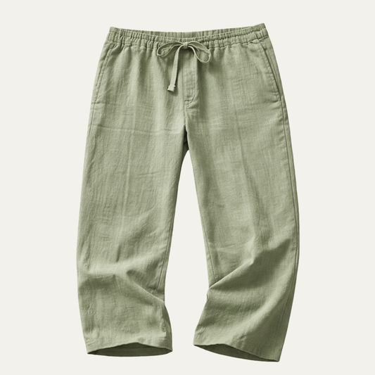 Men's Linen Tapered Pants Breathable Beige - Vonnera