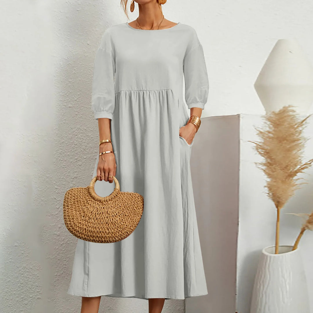 Women's Patchwork Midi Dress Comfortable Loose Fit