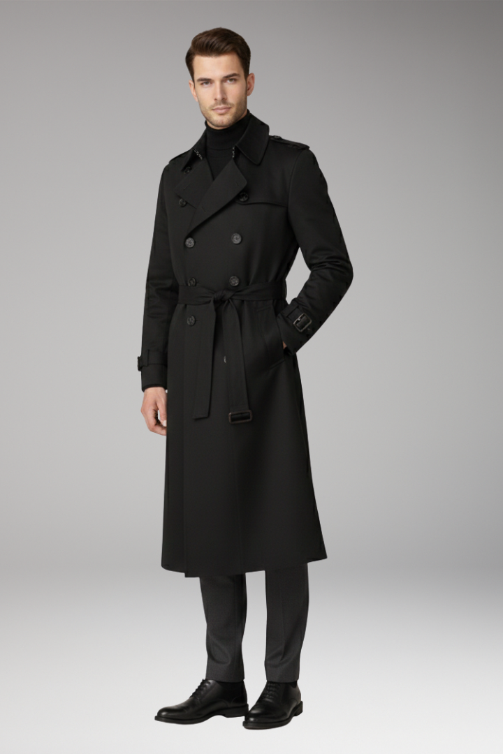 Men's Trench Coat Wide Lapels Belted