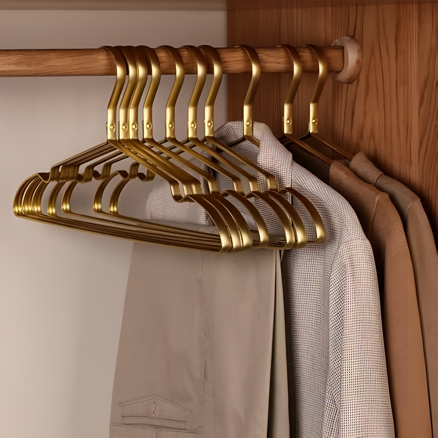 Elegant Anti-Slip Clothes Hangers Wooden Closet Organizer