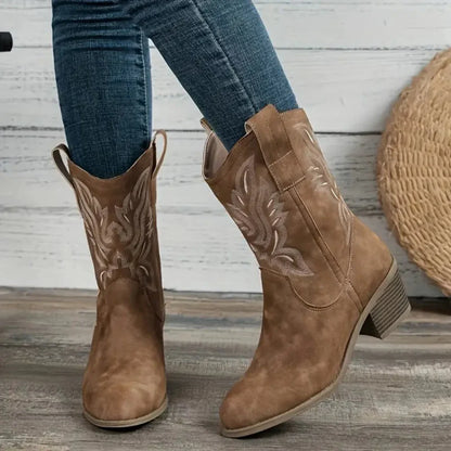 Vegan Leather Western Cowboy Boots - Vonnera