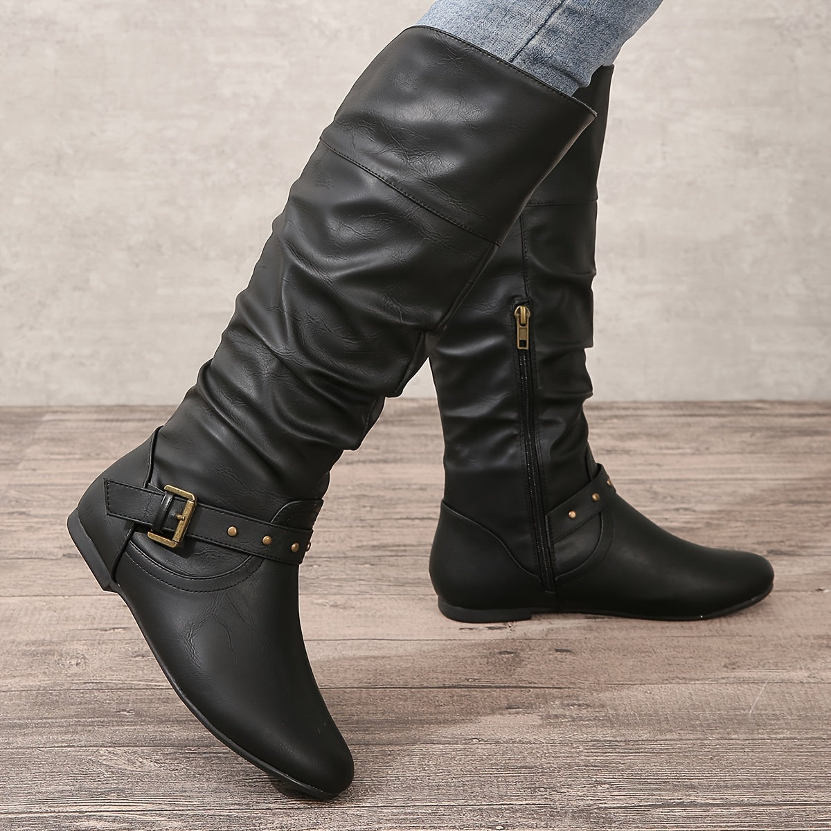 Women's Knee-High Boots Side Zipper - Vonnera
