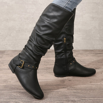 Women's Knee-High Boots Side Zipper - Vonnera