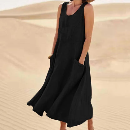 Women's Scoop Neck Dress with Front Pocket