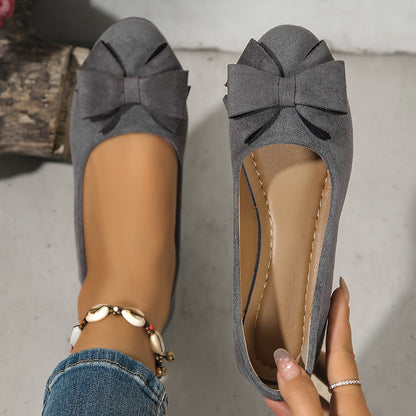 Women's Ballet Flats Slip-On Round Toe Bow Detail