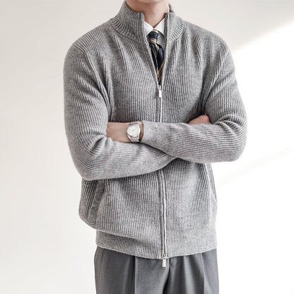 Men's Slim Fit Ribbed Cardigan Zip Front