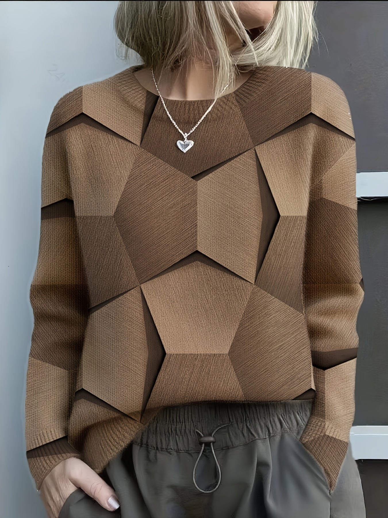 Women's Geometric Pattern Long Sleeve Sweater