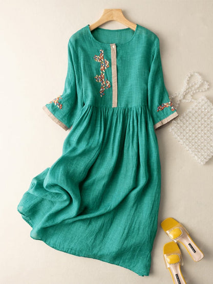 Isabella | Women’s Summer Embroidered Ethnic Midi Dress