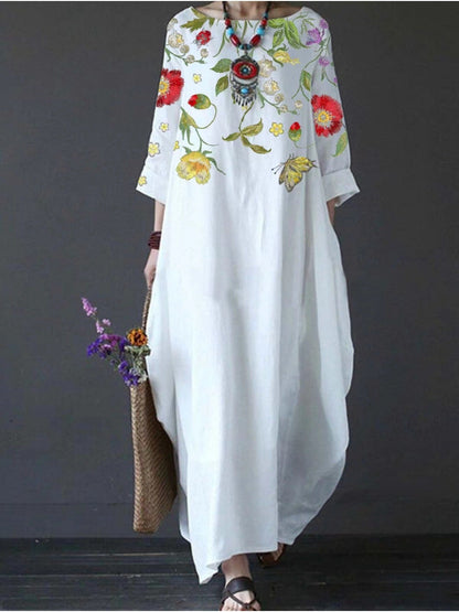 Women's Floral Maxi Dress Flowy Casual