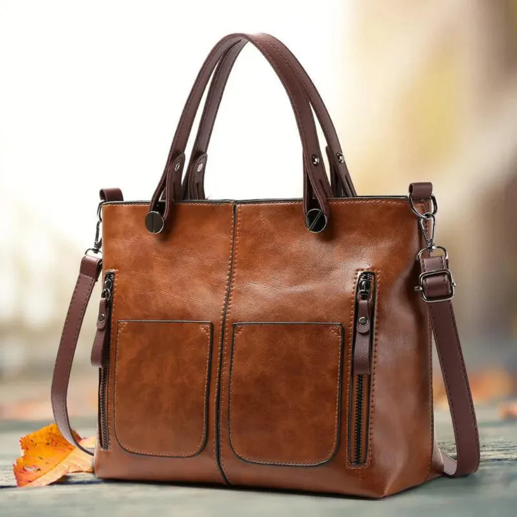Women's Leather Shoulder Bag Classic Design - Vonnera